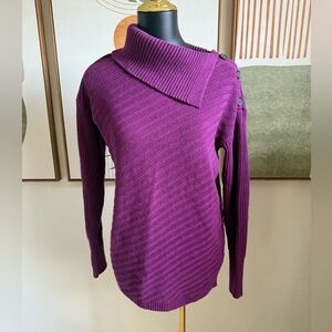 Style & Co. Knitted High Neck Purple Long Sleeve Sweater